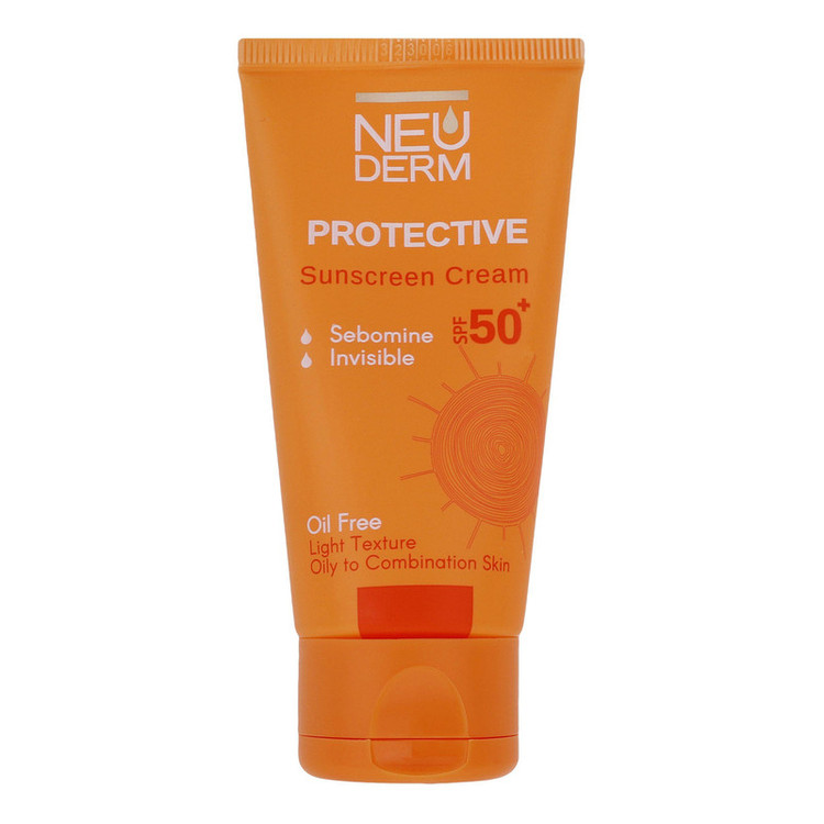 محصول نمونه تستی کرم ضدآفتاب بیرنگ نئودرم مدل Highly Protective SPF50، مناسب پوستهای چرب تا مختلط، حجم 50 میلیلیتر