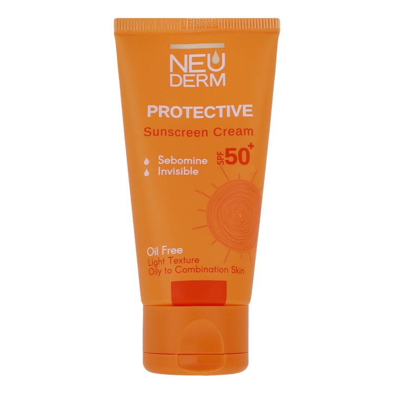 محصول نمونه تستی کرم ضدآفتاب بیرنگ نئودرم مدل Highly Protective SPF50، مناسب پوستهای چرب تا مختلط، حجم 50 میلیلیتر